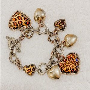 Betsey Johnson Leopard Heart Bracelet Gold